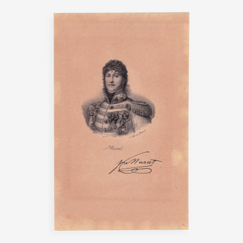 Lithographie Portrait XIXe 1833 Maréchal Joachim Murat Napoléon Bonaparte Premier Empire