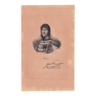 Lithographie Portrait XIXe 1833 Maréchal Joachim Murat Napoléon Bonaparte Premier Empire