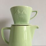 Melitta ceramic coffeepot & filter, 1960