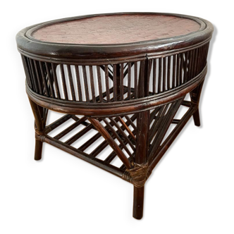 Colonial bamboo rattan coffee table