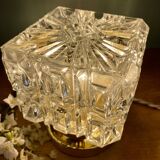 Vintage globe table lamp in molded glass