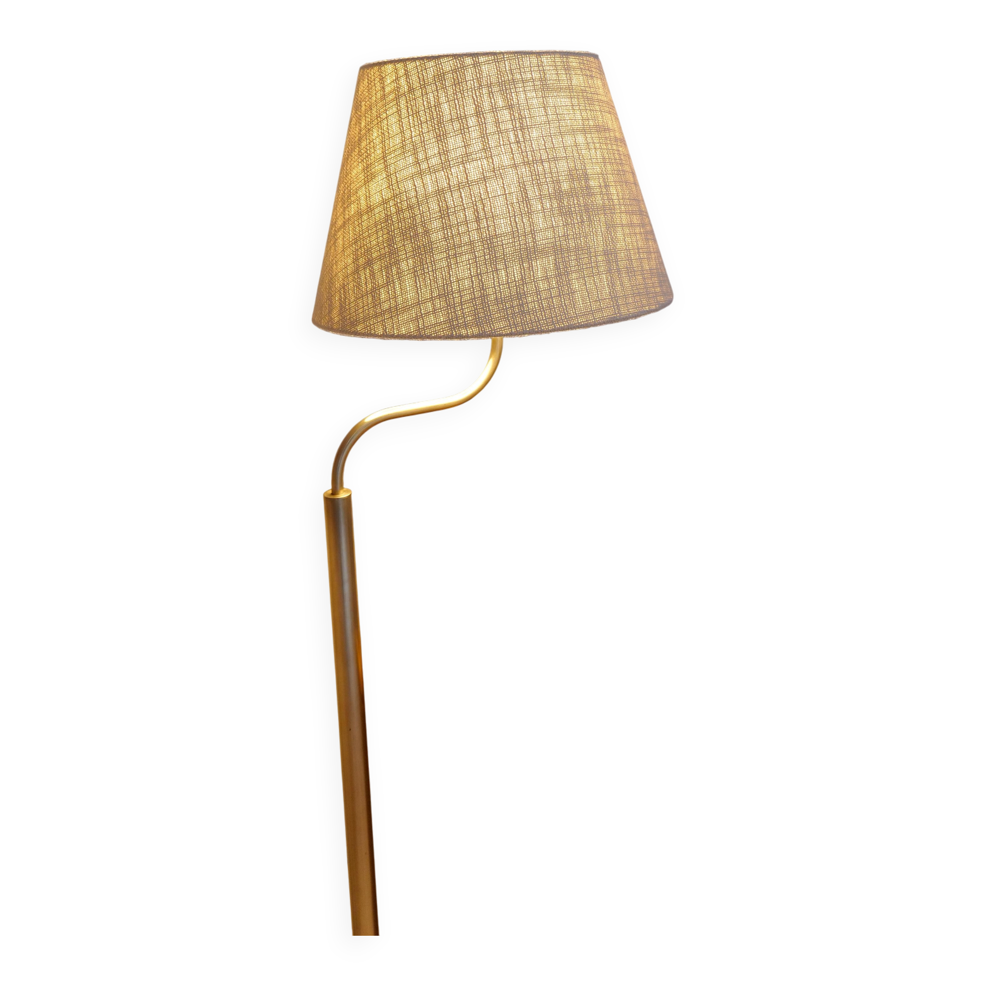 Sculptural modern brass floor lamps from the mid-century Luxus, Sweden, 1970s.