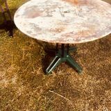 Two metal garden tables make up