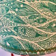 Wireless Jasba table lamp - West German pottery with fish decor | 41 cm