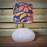 Table lamp, pink Clichy glass base and floral lampshade