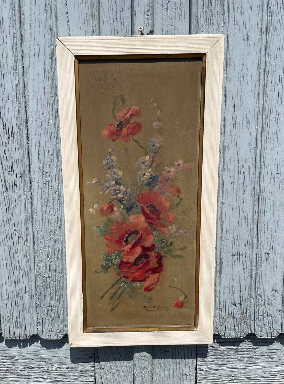 Tableau bouquet de fleurs sur huile : signé G.CORDIER