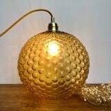 Vintage amber glass hanging lamp