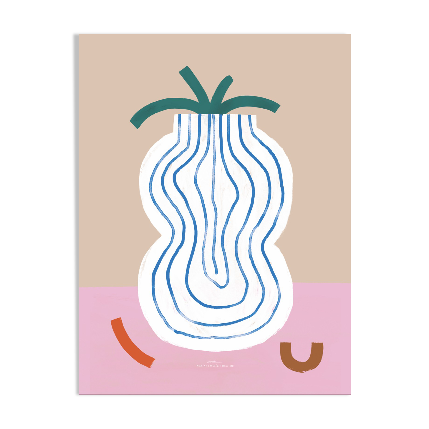 Wall poster vase blue lines 30cm*40cm