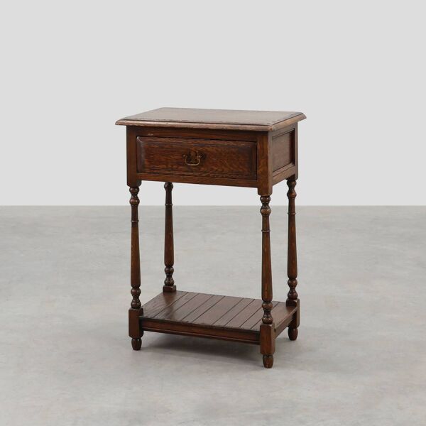 Petit cabinet rustique avec tiroir ou table de nuit en chêne, France, 19e siècle
