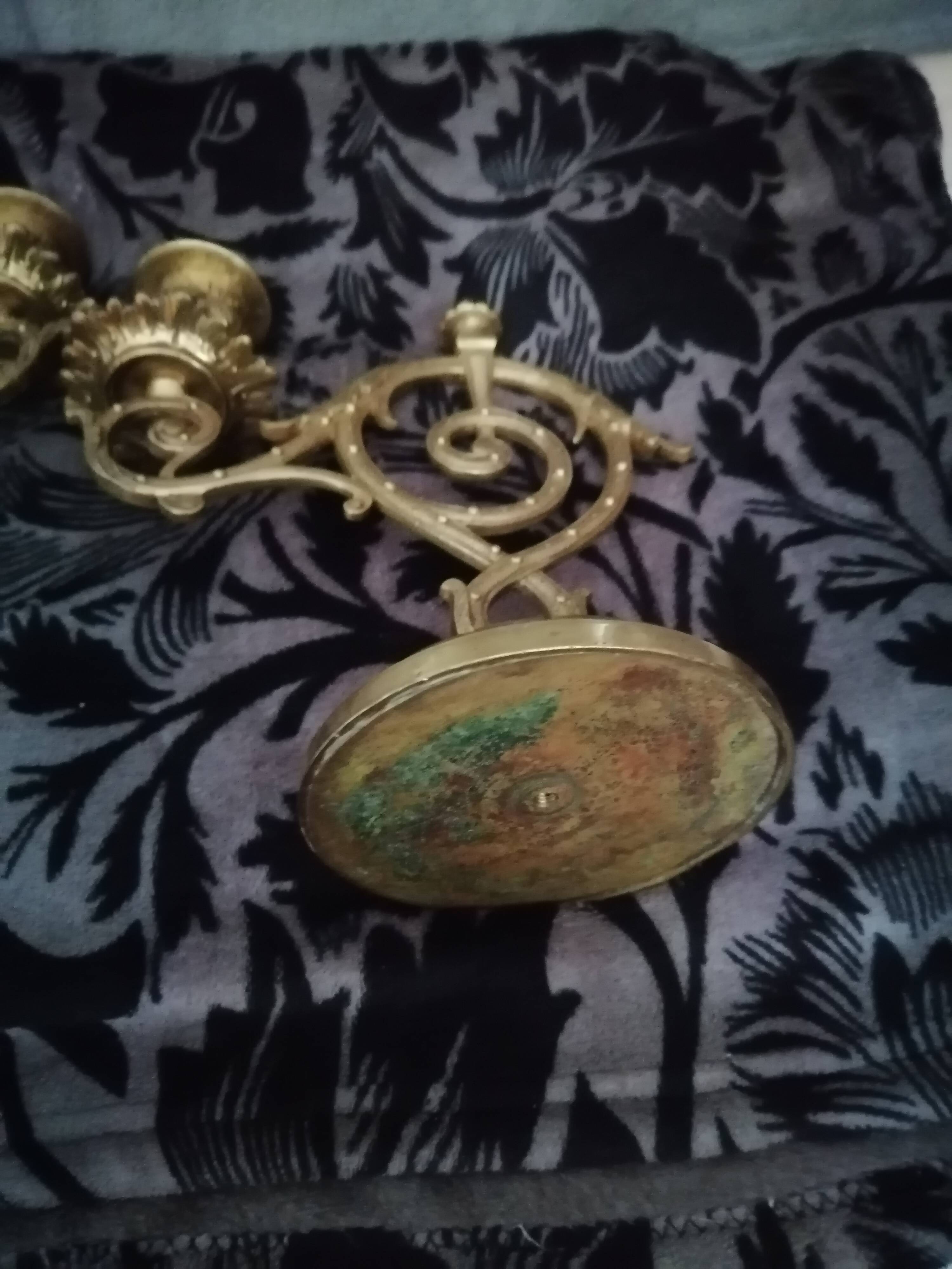 Pair of old bronze candlestick