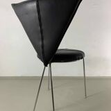 Six chaises en métal recouvertes de similicuir noir, de Lubke, Allemagne, années 1990