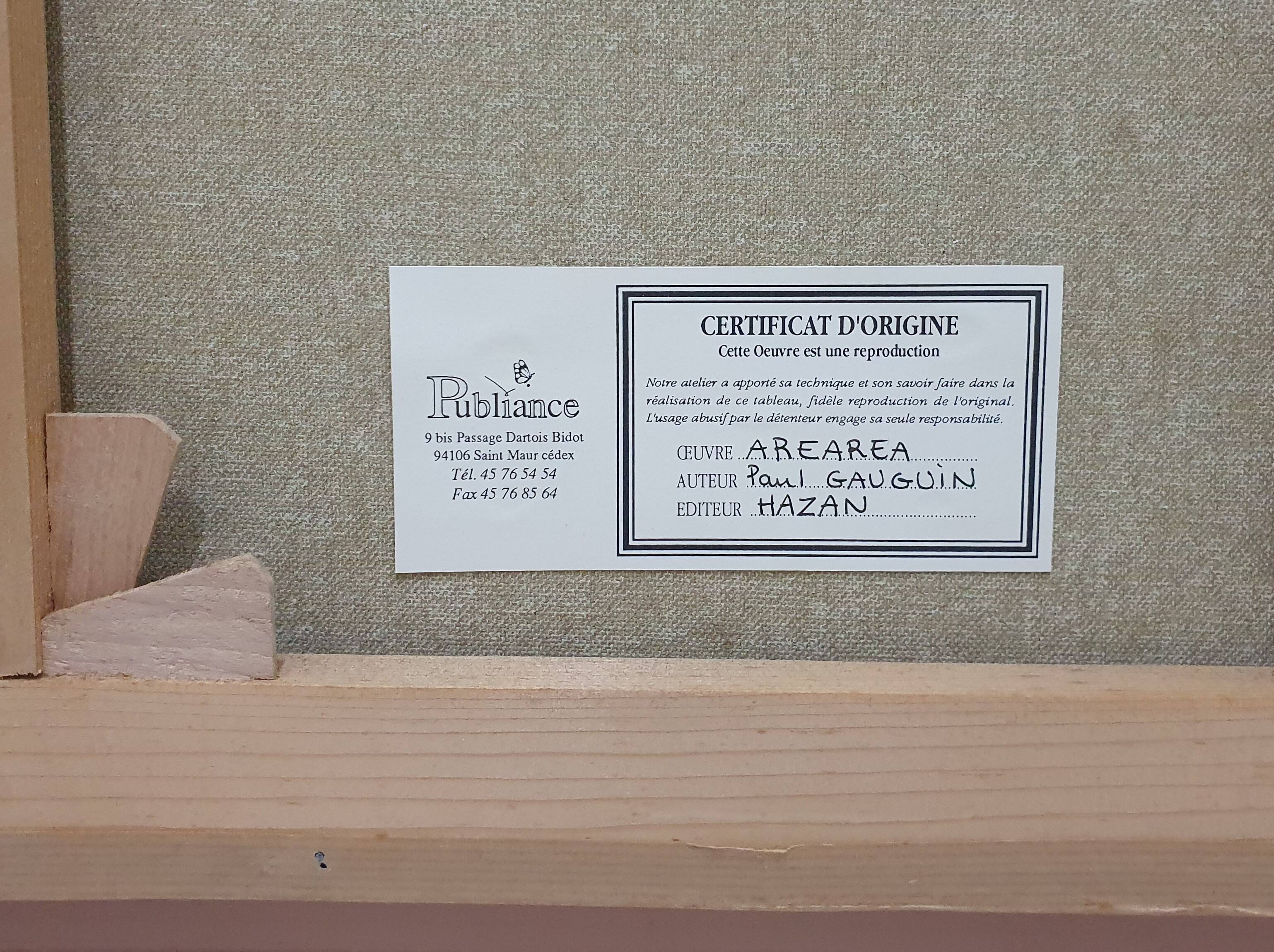 Painting AREAREA by Paul Gauguin authentic reproduction on canvas - publisher Hazan