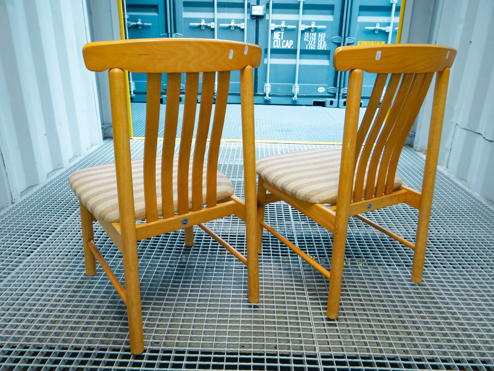 Pair of wide chairs made of solid wood Toyo Furniture made in Japan