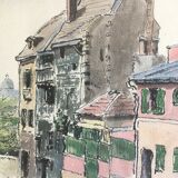 Painting Painting Signed Paris 18th Arrondissement Rue Caulaincourt Maisons Sacré-Coeur XX ème