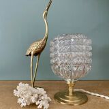 Vintage globe table lamp in molded and chiseled glass
