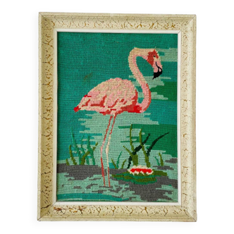 Vintage flamingo canvas frame