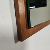 Scandinavian bevelled mirror in 60s teak 37x77cm