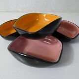 4 vintage ceramic bowls with free-form design