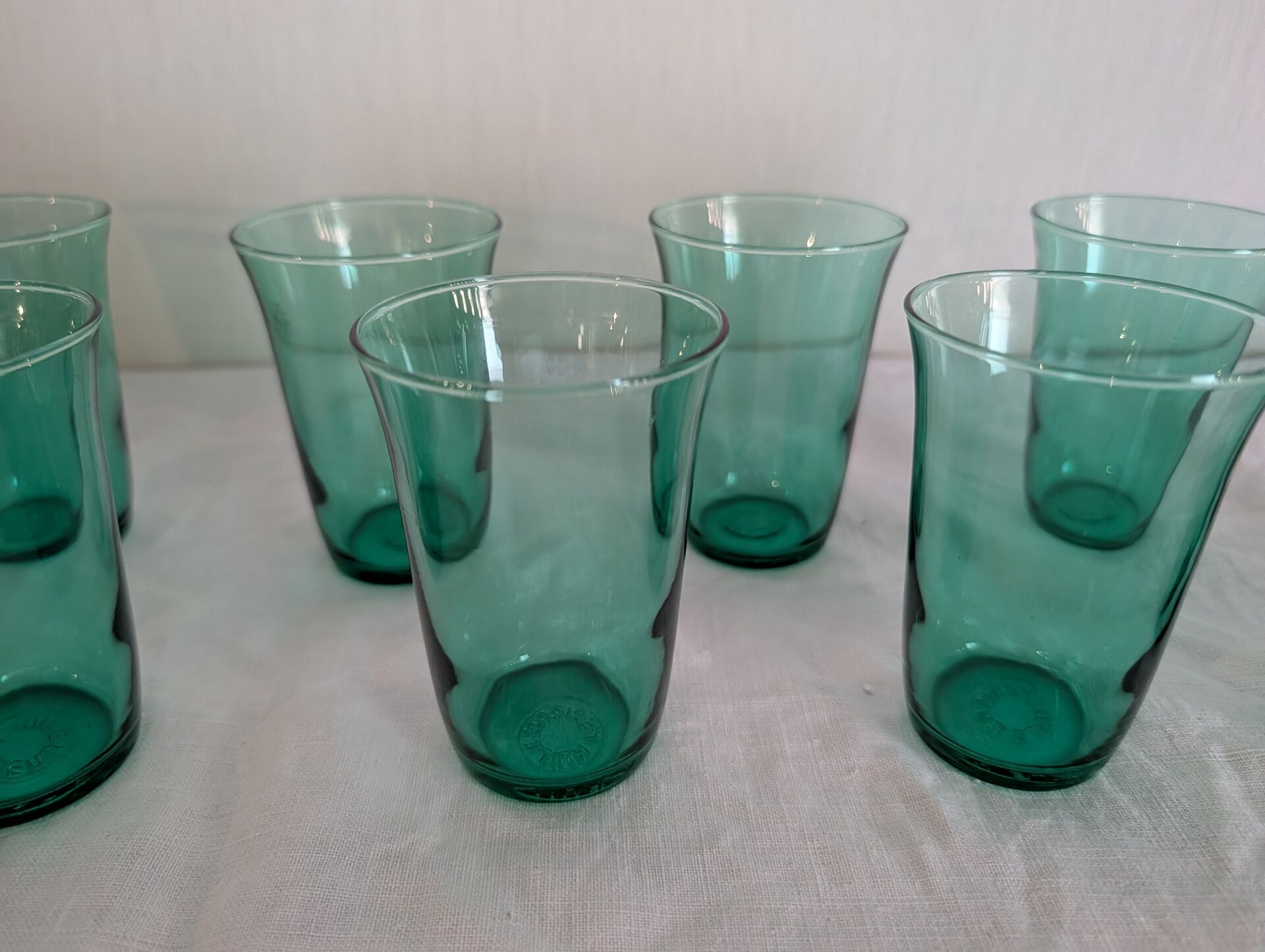 10 green Lesieur glasses – 1960s-1970s