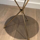 Round brass and mahogany sofa end from Jansen