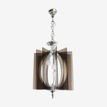 Portuguese mid century moern acrylic 3-light hanging lamp