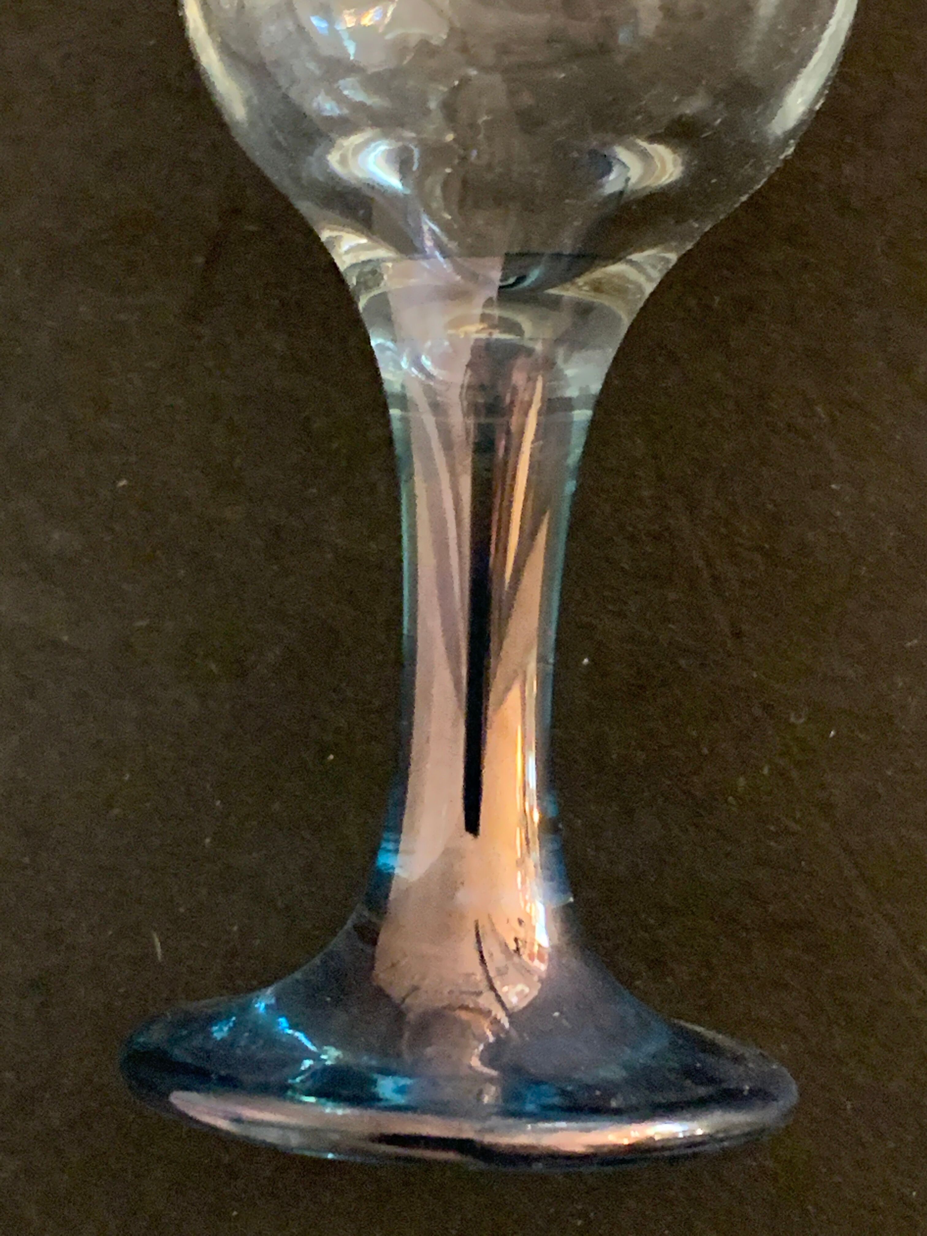6 verres à digestif soufflés verrerie italienne Venise, Murano, A. Dal Borgo