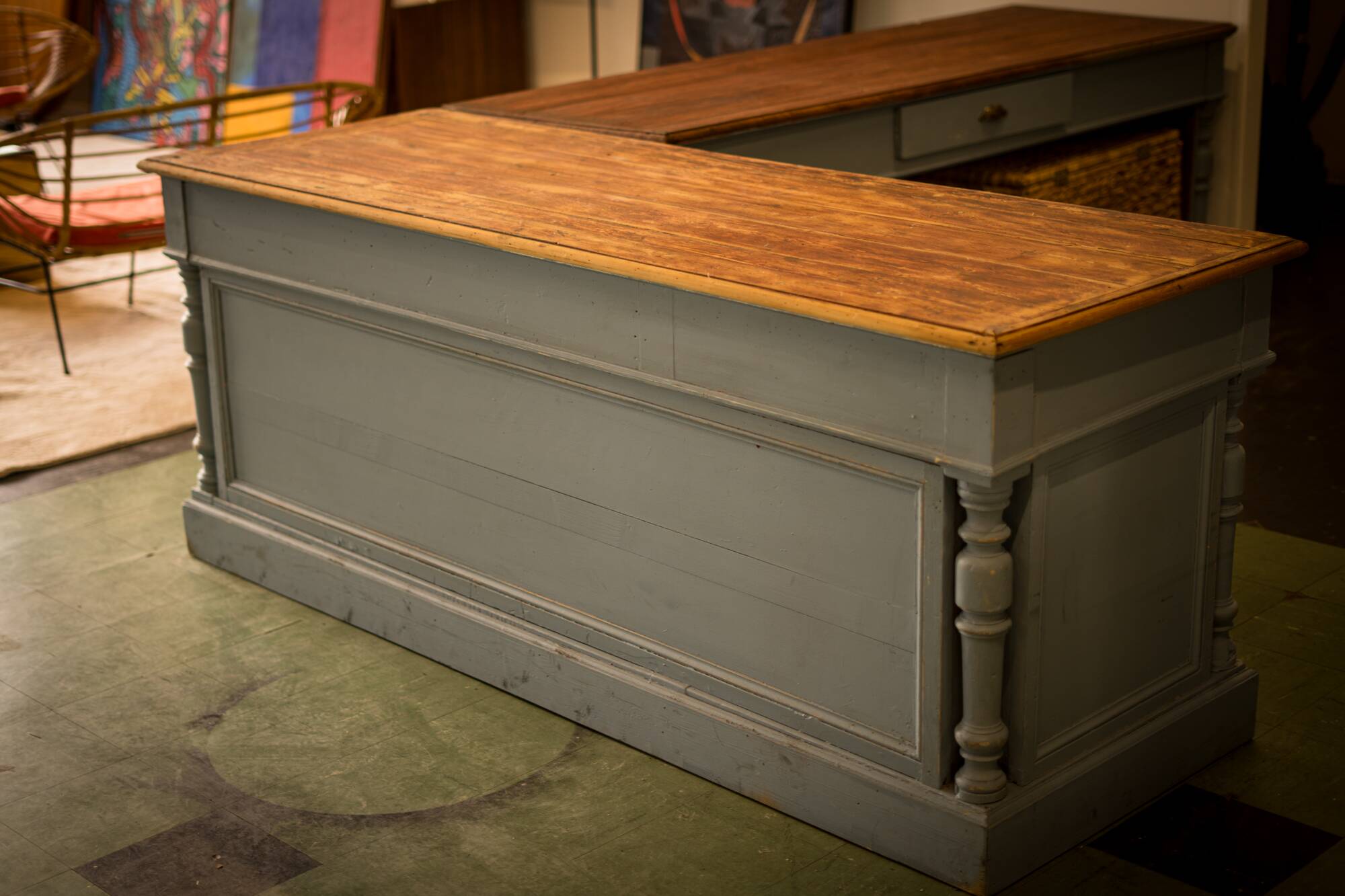 2 draper's counters, trade furniture