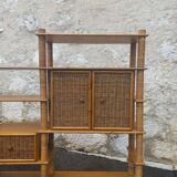 Modular bookcase in vintage rattan