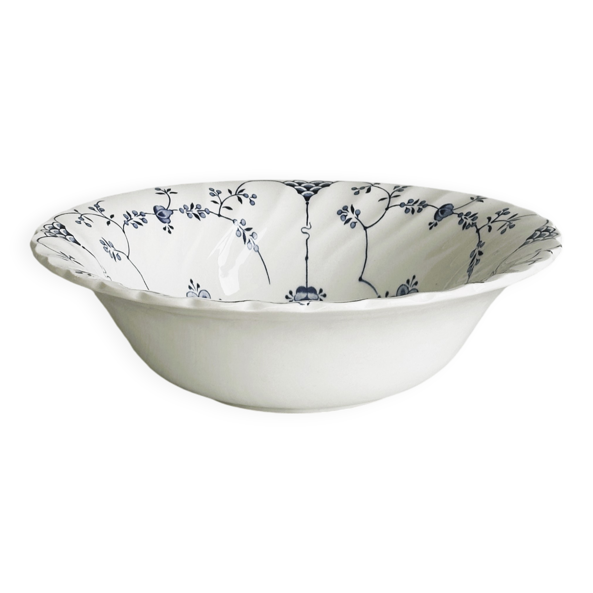Small Myott porcelain salad bowl, blue floral decoration