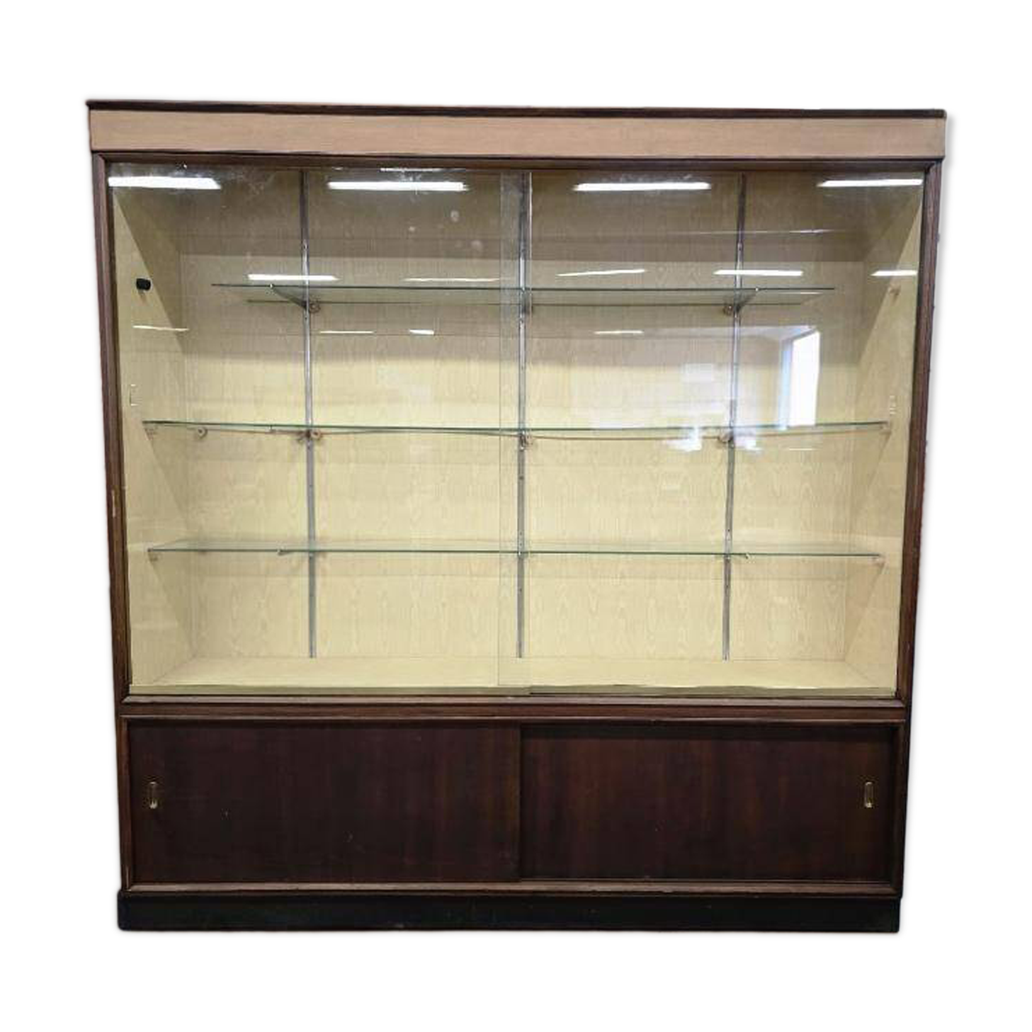 XL vintage wooden display cabinet / sideboard / wall cupboard