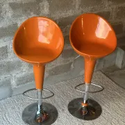 Vintage orange bar stools (x2)