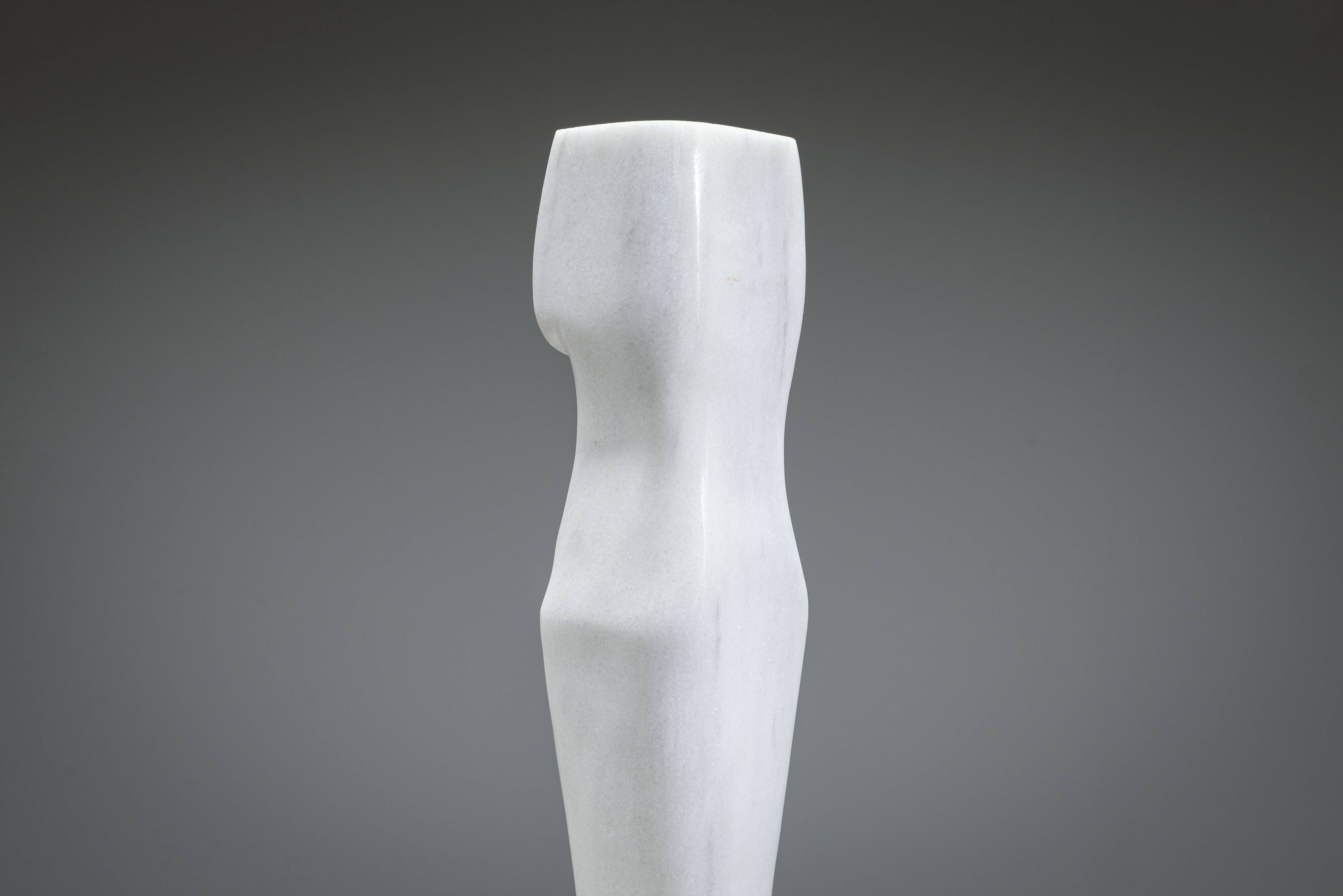 Abstract solid white marble torso