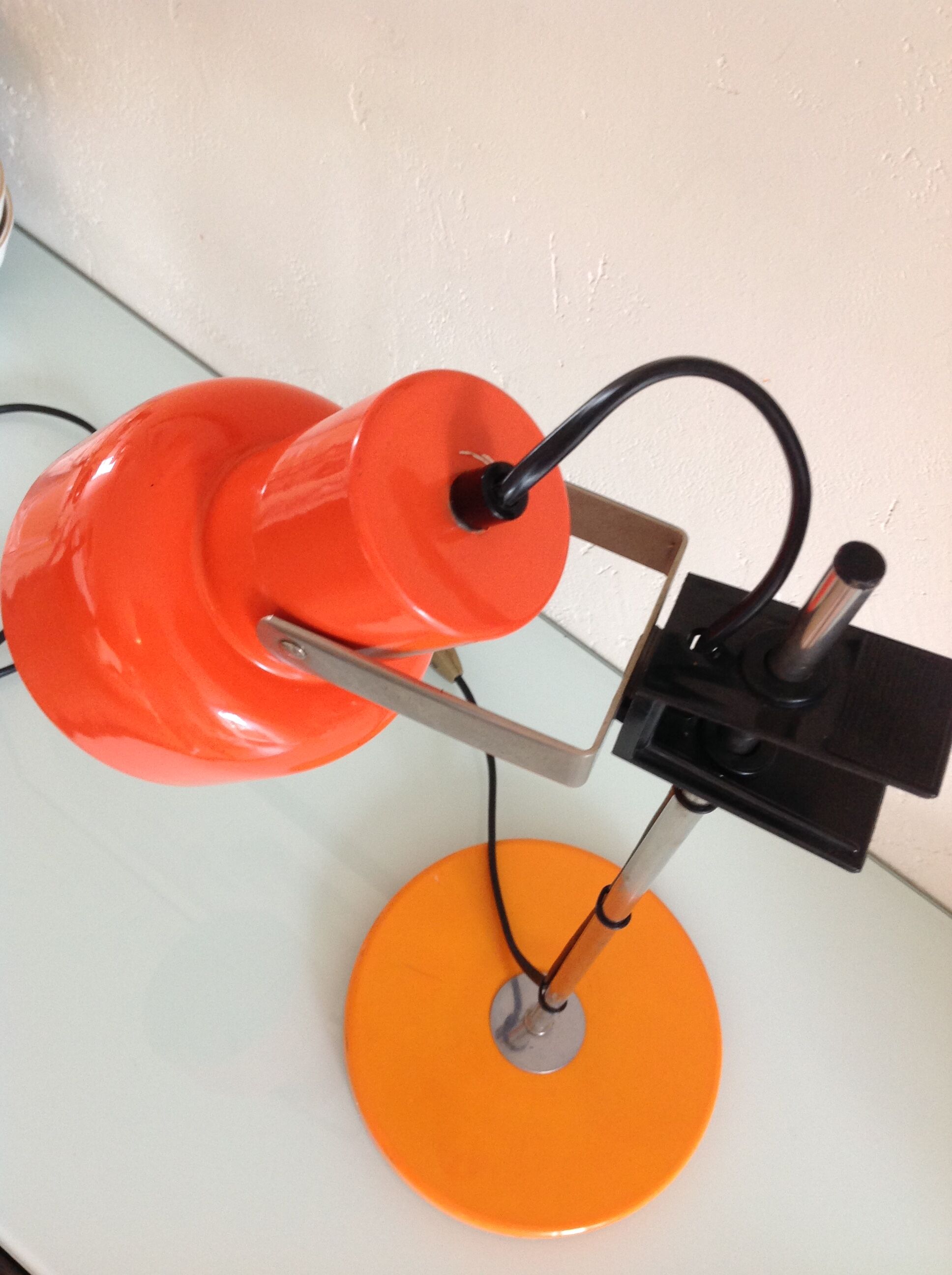 Sliding desk lamp orange vintage 70s