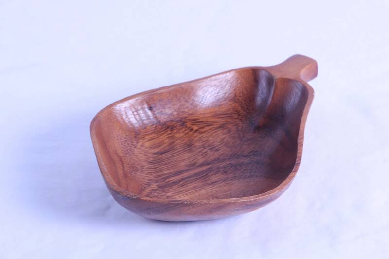 Pair of pear-shaped wooden trinket trays