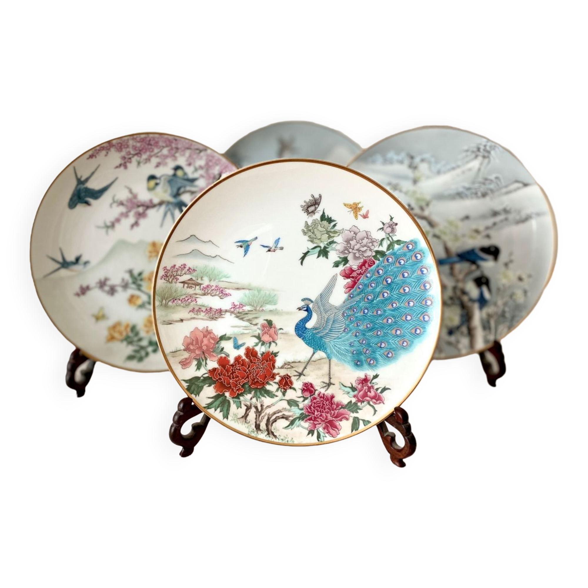 Lot 4 decorative plates porcelain Franklin mint FP Japan 1981