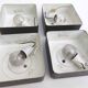 Set 4 appliques plafonniers carrés verre moulé bulles et métal noir