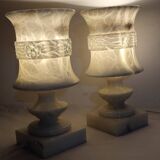 Par de lámparas de mármol. España, 1960s.