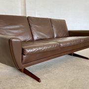 Vintage retro danish mid-century g. thams 3 person sofa in brown leather