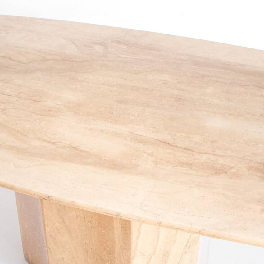 Vintage dining table with travertine extensions. Italy, 1990s