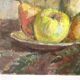 Nature morte à l'huile sur toile signée Gladkaya, peinture de fleurs et fruits années 60