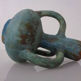 German studio ceramic handle vase by Lu & Gerd Grove, Lübeck, 1960s