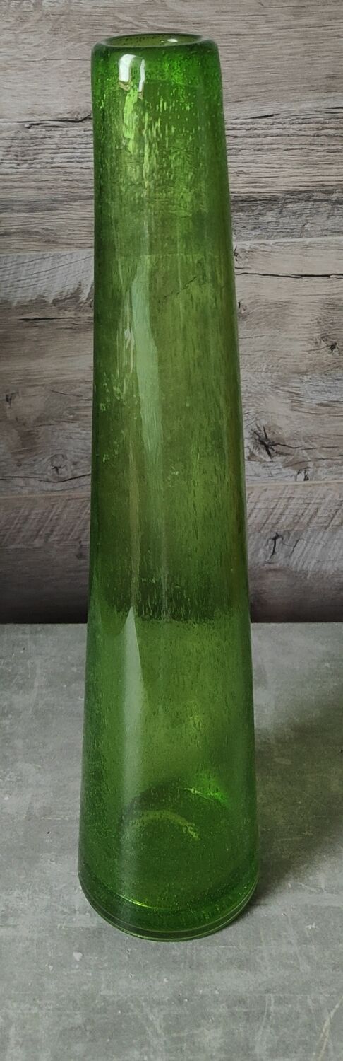 Green bubble glass vase