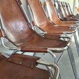 Set of eight mid-century leather dining chairs