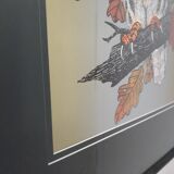Tableau dessin sur feuille d'or années 70