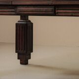 Art Deco table or desk, solid oak and marquetry, France 1930