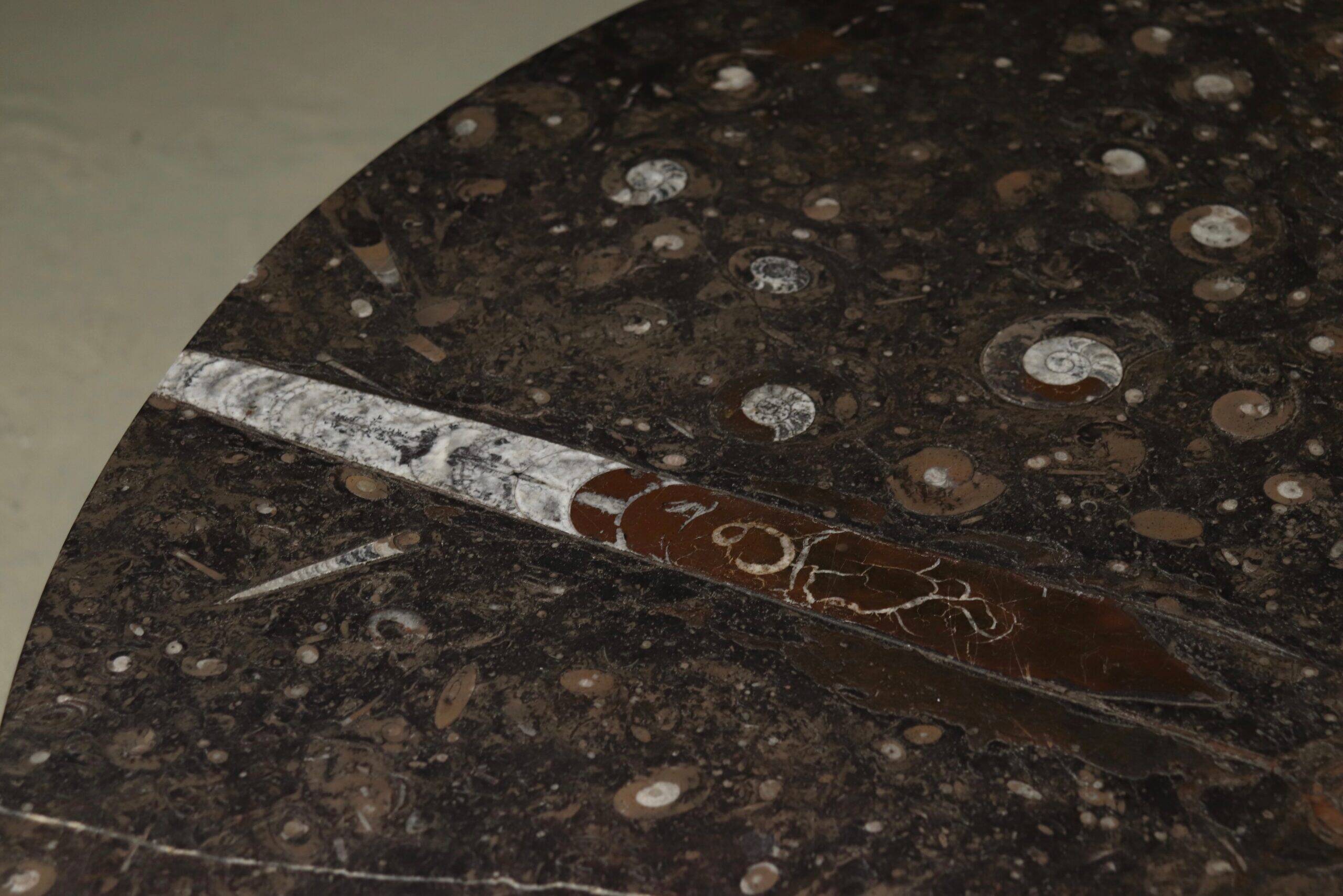 Coffee table with fossil limestone top by Metaform Holland, 1980s
