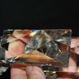 SWAROVSKI candle holder three candles in cut crystal signed 18.5 x 9 x 4cm