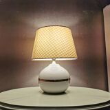 Vintage ceramic table lamp with 1980 fabric lampshade