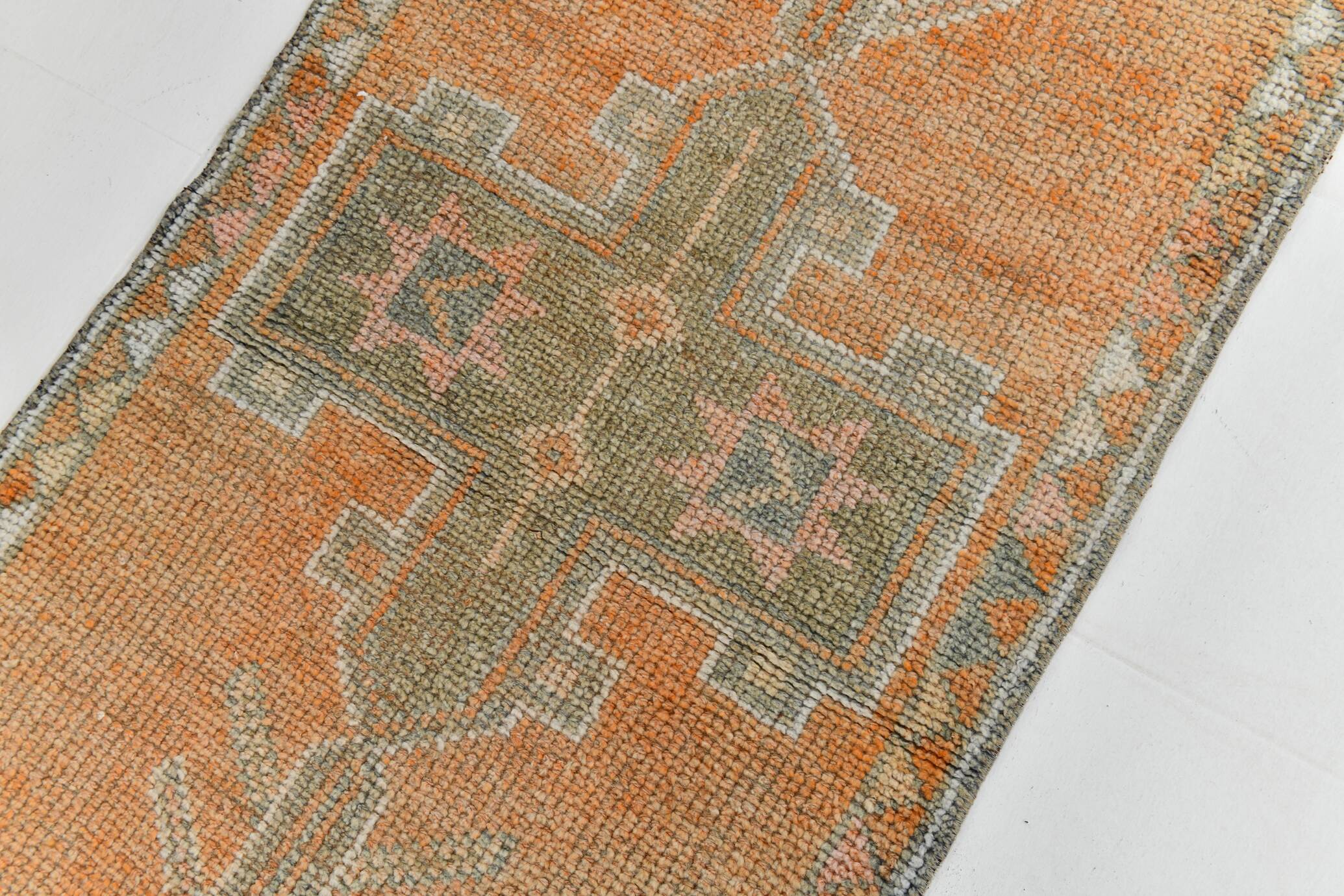 3x11 Orange & Green Oriental Vintage Runner Rug, 85x347Cm