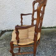 Provencal double armchair with woven rush in walnut